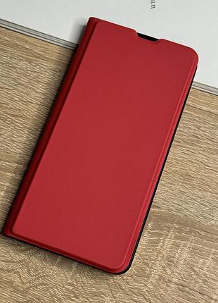 Кожаный чехол книжка на samsung galaxy a55 красного цвета leather design