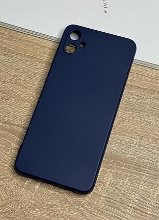 Силиконовый чехол на samsung galaxy a05, темный синий противоударный с защитой камеры и микрофиброй