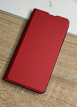 Кожаный чехол книжка на samsung galaxy a15 красного цвета leather design