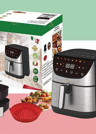Аэрофритюрница с антипригарным покрытием t.k.line тк00264 аэрогриль 12л мощная воздушная фритюрница 4200вт мультипечь vu-80