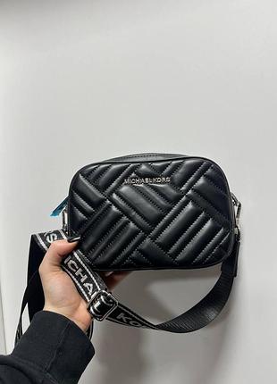💎 michael kors jet set charm small quilted camera crossbody bag black 21 х 14 х 9 см