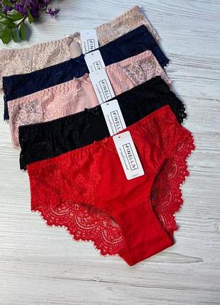 Трусики жіночі з бавовни декоровані мереживом від бренду  finella 90789🎀