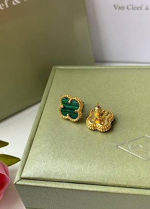 Сережки гвоздики зелені van cleef ванклиф один квіточка
