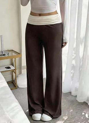 Штани палаццо wide leg шоколадні