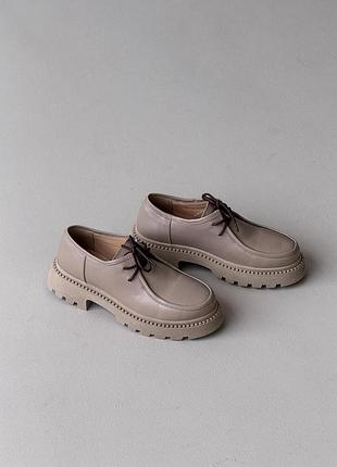 Туфли без каблука беж шкира 39 (25.5см)