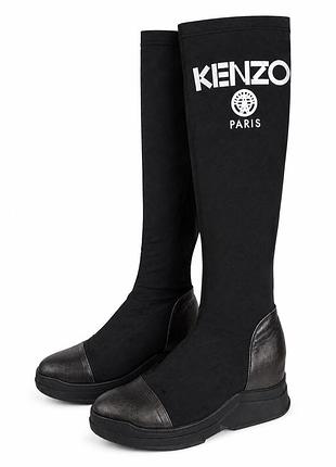 Високі жіночі чоботи-панчохи чорного кольору від бренду kenzo.стелька 24,5 (38р.)