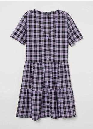 Сукня коротка h&m із віскози, картата, розмір xs (34)