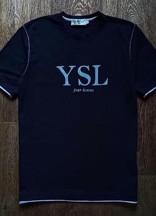 Синяя мужская футболка yves saint laurent ysl размер s-m