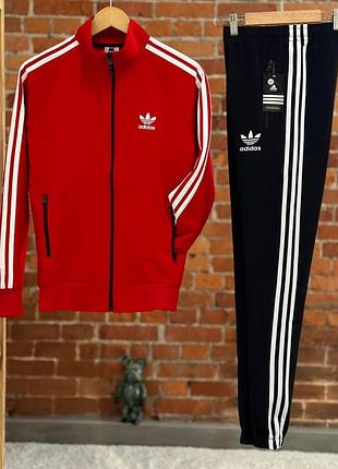 Чоловічий спортивний костюм adidas червоний олімпійка + штани без капюшона адідас весняний осінній xl (bon)