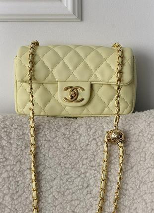 Сумка chanel classic flap mini bag лимонный е.