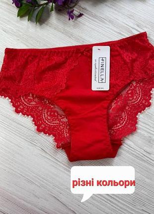 Трусики женские из хлопка декорированы кружевом от бренда finella 90789🎀