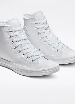 Кожаные высокие белые кеды размер 41,5 конверс converse