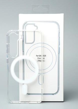 Силиконовый чехол magsafe clear для samsung s23 прозрачный