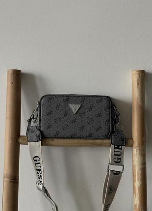 Жіноча сумка крос-боді guess сіра маленька гесс з ремінцем на плече (b)