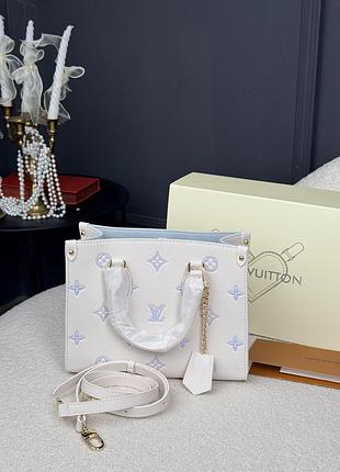 Louis vuitton onthego pm monogram empreinte beige / blue 25x19