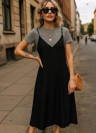 Платье zara комбинация черная