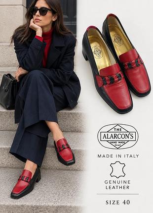 Итальянские кожаные лоферы alarcon’s, handmade in italy, р.40