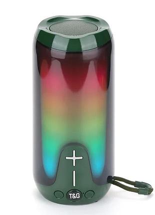 Bluetooth-колонка tg651 с rgb подсветкой, speakerphone, радио, green