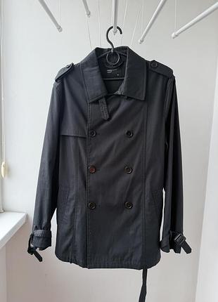 Чоловічий чорний тренч cedarwood state (primark), розмір m, 100% бавовна