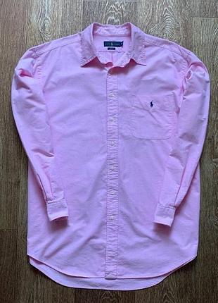 Розовая мужская рубашка polo ralph lauren размер xl