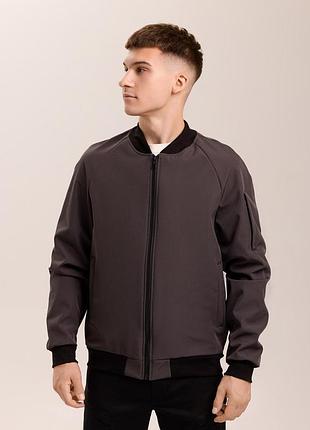 Чоловічий бомбер soft shell темно-сірий вітровка без капюшона софт шелл l (b)