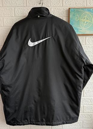Вінтажна куртка nike 90’s vintage big swoosh рл-хл чорна чоловіча утеплена синтепоном вітровка y2k hip hop