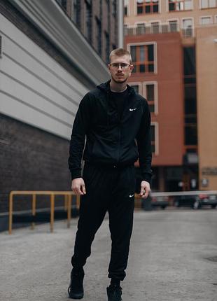 Мужской спортивный костюм nike черный на молнии весенний осенний | комплект худи и штаны найк l (b)