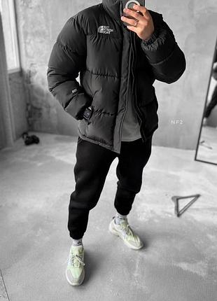 Мужская зимняя куртка the north face черная оверсайз пуховик до -30*с тнф логотип вышивка s (b)