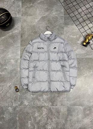 Мужская зимняя куртка nike nocta серая до -10*с короткая пуховик найк нокта без капюшона (b)