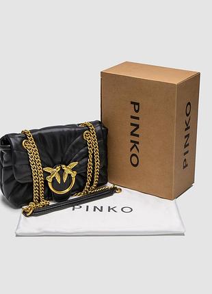 Женская кожаная сумочка pinko дутая чёрная 21 х 14 х 8 см