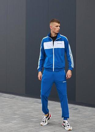 Мужской спортивный костюм adidas синий без капюшона на молнии адидас кофта + штаны + носки весенний xxl (bon)