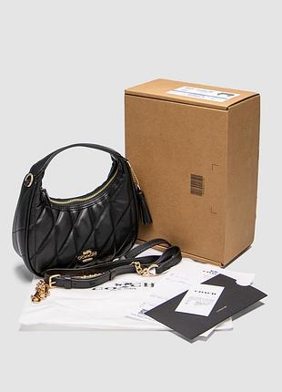 Женская сумочка coach мини кожаная чёрная 20 х 12 х 7 см