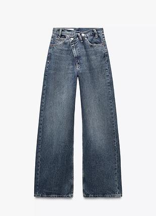 Трендові жіночі джинси zara trf wide leg crossed waist.