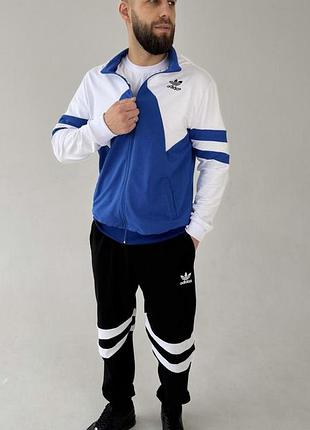 Чоловічий спортивний костюм adidas синій із чорним весняним комплект олімпійка + штани адідас xxl (b)