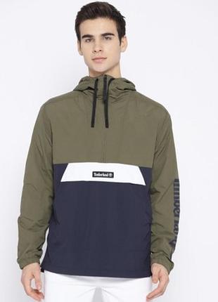 Вітровка анорак timberland men olive green &amp; navy blue colourblocked sls windbreaker hooded