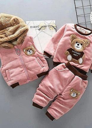 Тёплый костюм тройка, костюм для девочки 92