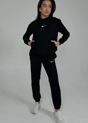 Женский спортивный костюм nike худи + штаны черный комплект найк весенний осенний l (b)