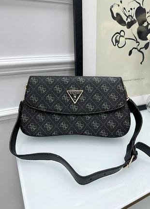 Женская сумка багет guess noelle серая маленькая гесс на плечо (b)