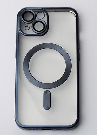 Силіконовий чохол magsafe shining matte для iphone 15 blue titanium