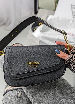 Женская сумка кросс-боди седло guess dream черная маленькая гесс с ремешком на плечо (b)