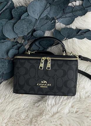 Женская сумка кросс-боди coach черная маленькая коач с ремешком на плечо (b)