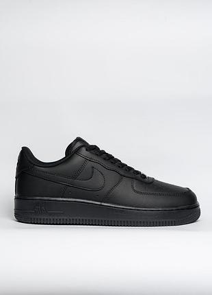 Мужские кроссовки nike air force 1 low ‘07 черные из натуральной кожи найк эйр форс 43-27.5см (b)