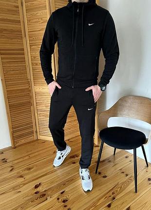 Мужской спортивный костюм nike черный на молнии весенний осенний | комплект толстовка + штаны найк l (bon)