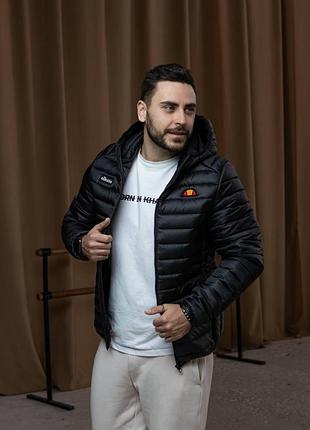 Мужская куртка ellesse весенняя осенняя до 0*с черная ветровка элис демисезонная стеганая l (b)