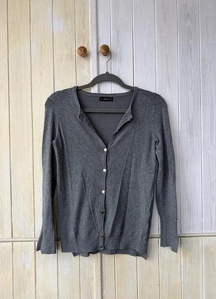 Базовый серый кардиган zara knit / трикотажная кофта на пуговицах (размер s)