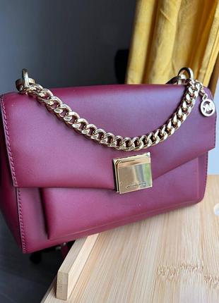 Брендовий колір бордо. сумка michael kors lita mulberry