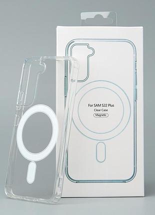Силиконовый чехол magsafe clear для samsung s22 plus прозрачный