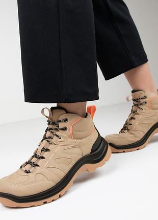 Жіночі демісезонні нубукові бежеві черевики ecco offroad waterproof, 35р.