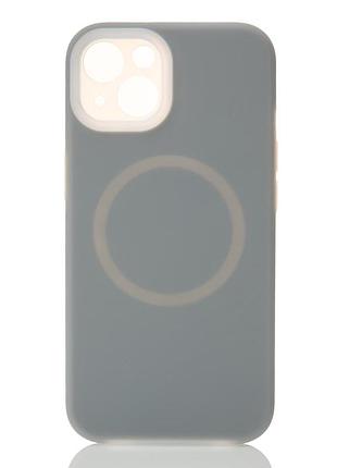 Чехол liquid silicone full с поддержкой magsafe для iphone 13 stone gray