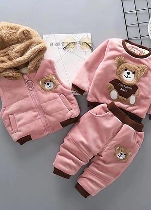 Велюровый костюм тройка для девочки 92